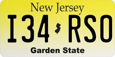NJ license plate I34RSO