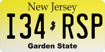 NJ license plate I34RSP
