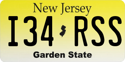 NJ license plate I34RSS