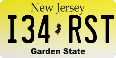 NJ license plate I34RST