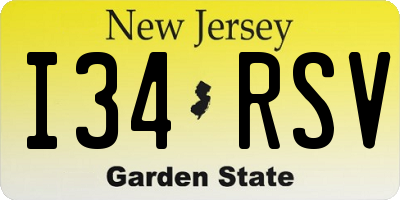 NJ license plate I34RSV