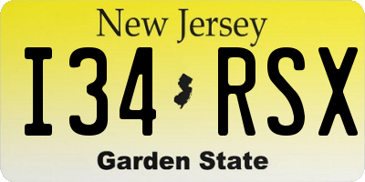 NJ license plate I34RSX