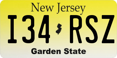 NJ license plate I34RSZ