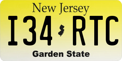NJ license plate I34RTC