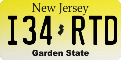 NJ license plate I34RTD
