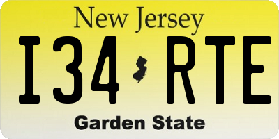 NJ license plate I34RTE