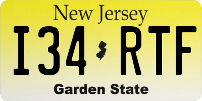 NJ license plate I34RTF