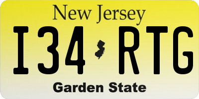 NJ license plate I34RTG