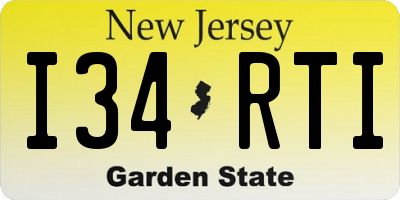NJ license plate I34RTI