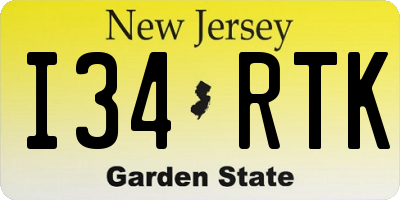 NJ license plate I34RTK