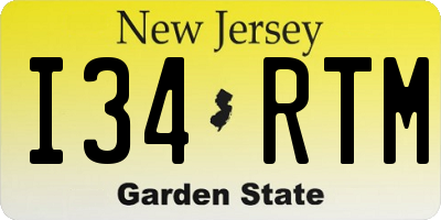 NJ license plate I34RTM
