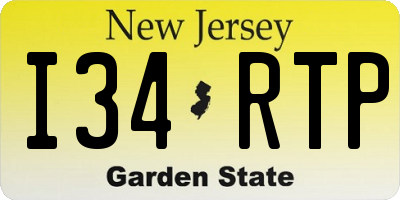 NJ license plate I34RTP