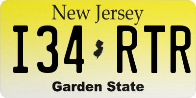 NJ license plate I34RTR