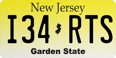 NJ license plate I34RTS