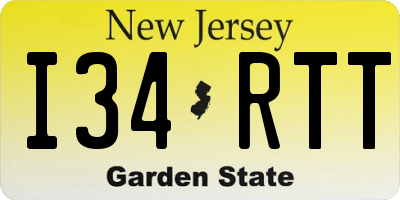 NJ license plate I34RTT