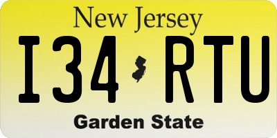 NJ license plate I34RTU