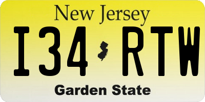 NJ license plate I34RTW