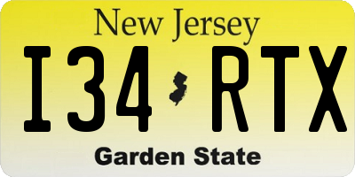 NJ license plate I34RTX
