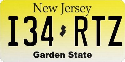 NJ license plate I34RTZ