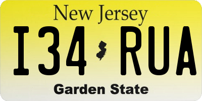 NJ license plate I34RUA