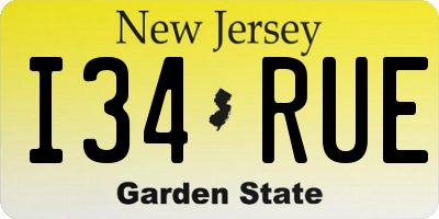 NJ license plate I34RUE
