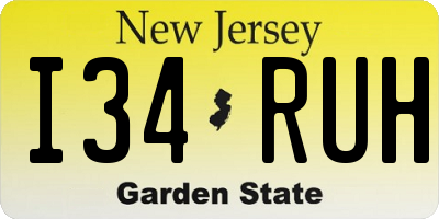 NJ license plate I34RUH
