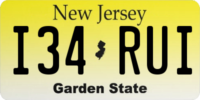 NJ license plate I34RUI