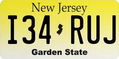 NJ license plate I34RUJ