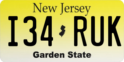 NJ license plate I34RUK