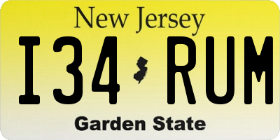 NJ license plate I34RUM