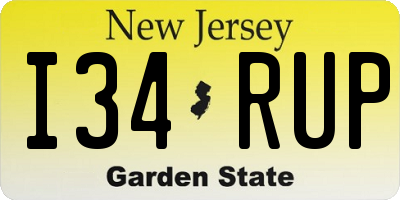 NJ license plate I34RUP