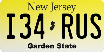 NJ license plate I34RUS