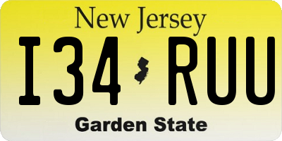 NJ license plate I34RUU