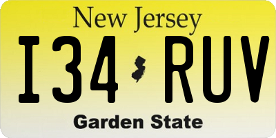 NJ license plate I34RUV