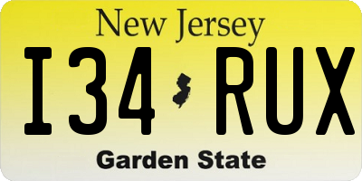 NJ license plate I34RUX