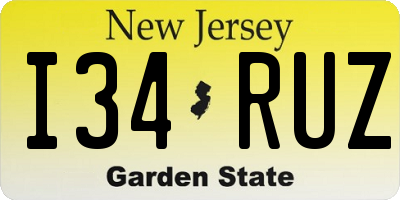 NJ license plate I34RUZ