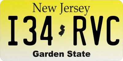 NJ license plate I34RVC