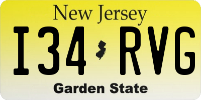 NJ license plate I34RVG