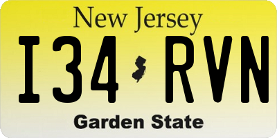 NJ license plate I34RVN