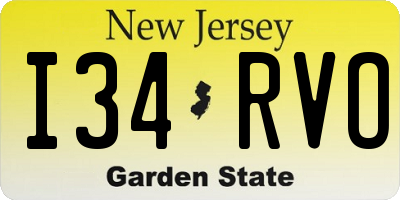 NJ license plate I34RVO