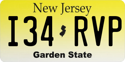 NJ license plate I34RVP