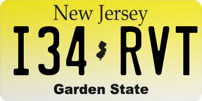 NJ license plate I34RVT