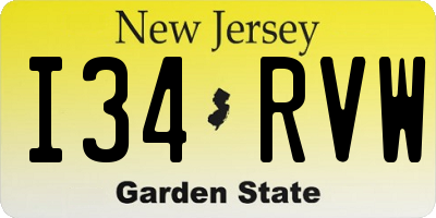 NJ license plate I34RVW