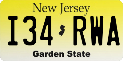 NJ license plate I34RWA