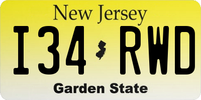 NJ license plate I34RWD
