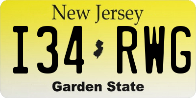 NJ license plate I34RWG
