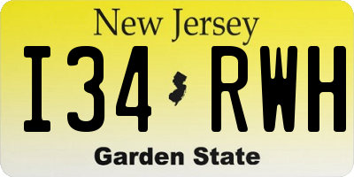 NJ license plate I34RWH