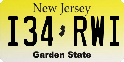 NJ license plate I34RWI