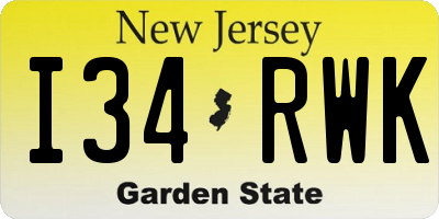 NJ license plate I34RWK