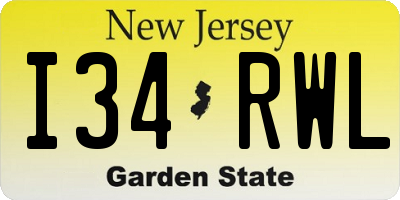 NJ license plate I34RWL